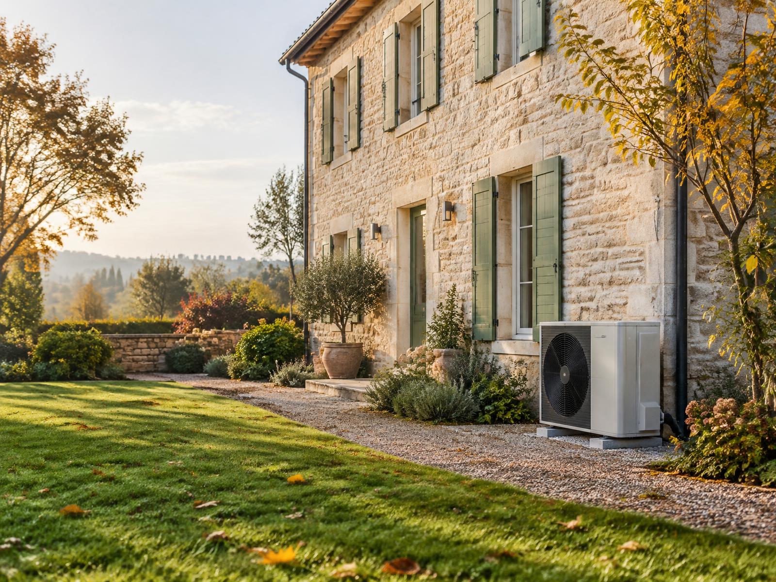 Maison individuelle française équipée d'une pompe à chaleur air/eau